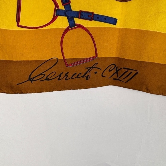 VTG Leo Cerruti CXIII Scarf Equestrian Polo Horse Scarf 100% Silk 26" X 26" FLAW - Picture 2 of 9
